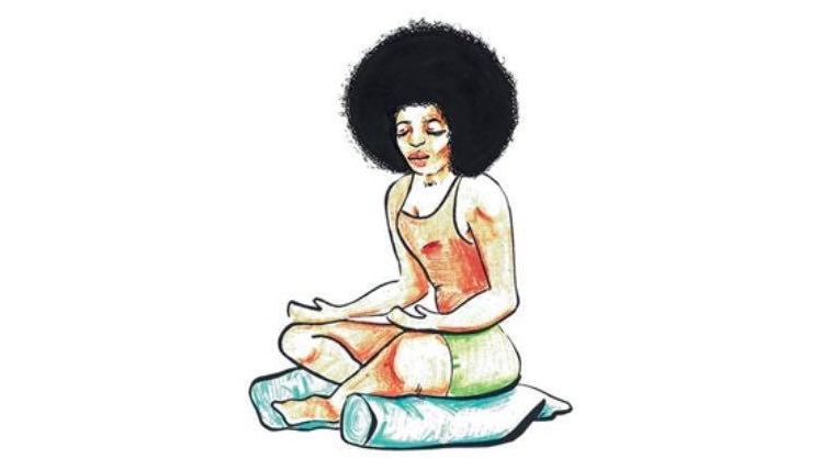 Meditation, illustrated by Justine Ross, in: Parker, Restorative Yoga