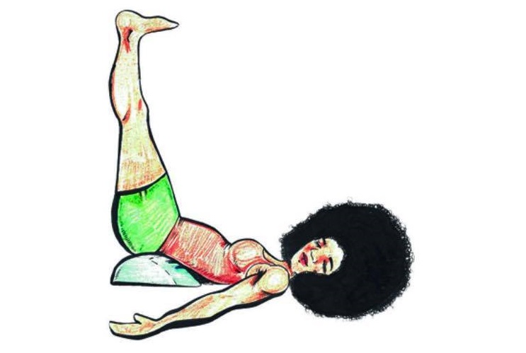 Viparita Karani, illustrated by Justine Ross, in: Parker, Restorative Yoga