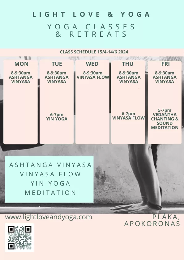 Yoga classes Plaka Apokoronas Crete schedule 